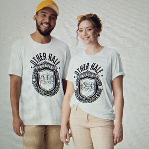 White Graphic T-Shirt with Black Print